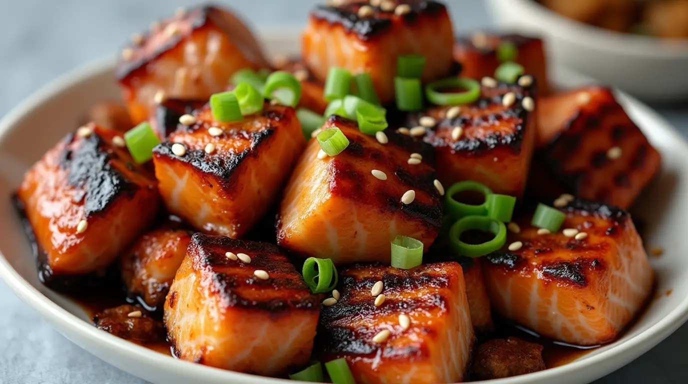 Easy salmon bites honey sesame soy sauce